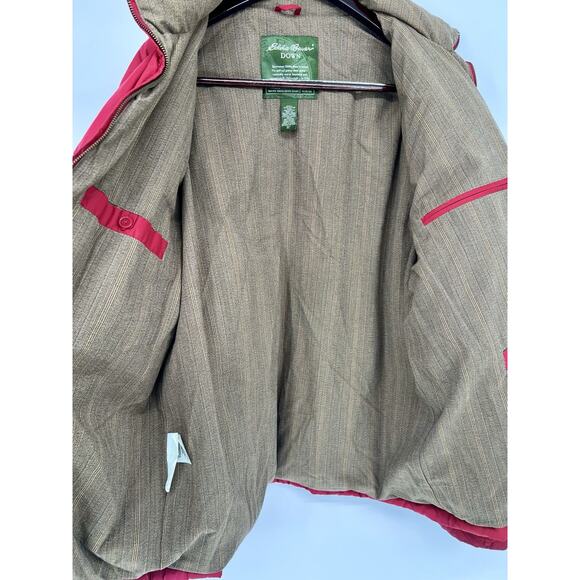 Eddie Bauer Goose Down Puffer Jacket XL Tall Red Quilted Full Zip Mens Outdoor - Picture 6 of 16